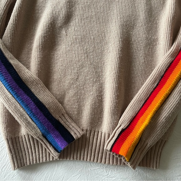 Vintage 80s 90s Dad Grandpa Oversized Colorful Cozy Stripe Funky Sweater - Picture 6 of 16